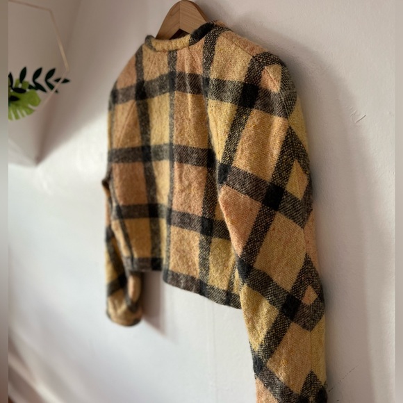 VTG 90s Carlisle crop wool mohair jacket 4 vintage MINT lined pockets roll cuffs - Picture 8 of 12